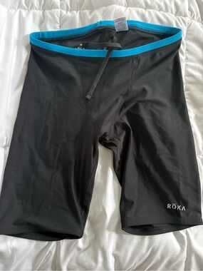 RŌKA Men's Black Swim Jammers with Blue Waistband